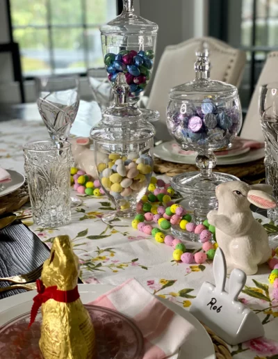 Easter candy on table