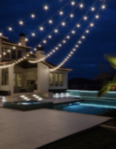 pool with outdoor lights